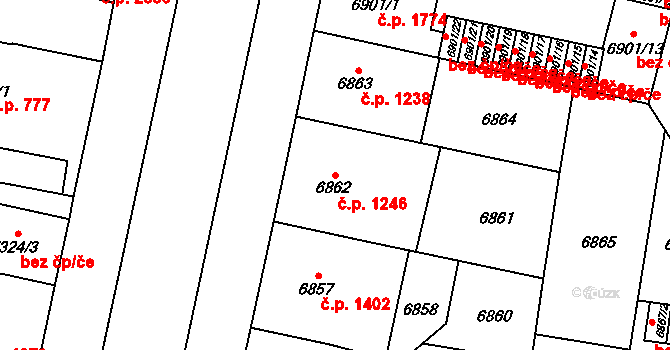 Jižní Předměstí 1246, Plzeň na parcele st. 6862 v KÚ Plzeň, Katastrální mapa