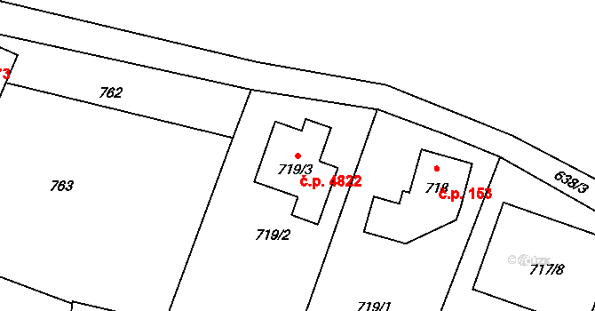 Proseč nad Nisou 4822, Jablonec nad Nisou na parcele st. 719/3 v KÚ Proseč nad Nisou, Katastrální mapa