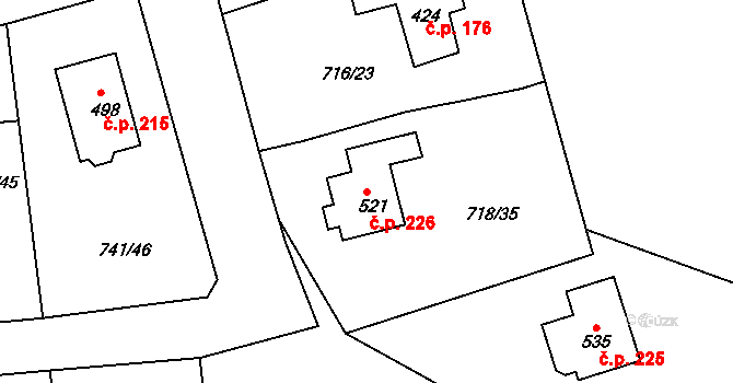 Dolní Kamenice 226, Česká Kamenice na parcele st. 521 v KÚ Dolní Kamenice, Katastrální mapa