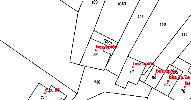 Meziříčko 38674254 na parcele st. 88 v KÚ Meziříčko u Jihlavy, Katastrální mapa