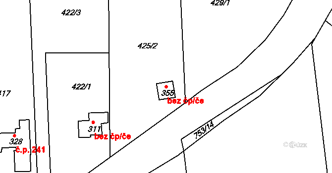 Neratovice 39380254 na parcele st. 355 v KÚ Mlékojedy u Neratovic, Katastrální mapa