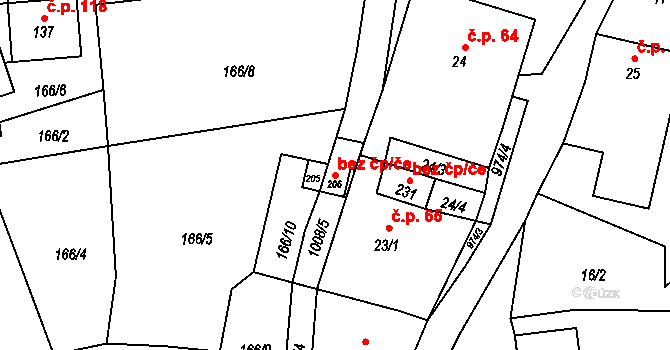 Krasíkov 39426254 na parcele st. 206 v KÚ Krasíkov, Katastrální mapa