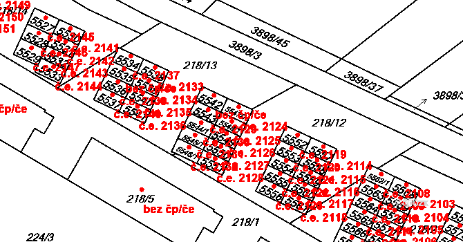 Řečkovice 2125, Brno na parcele st. 5548/1 v KÚ Řečkovice, Katastrální mapa