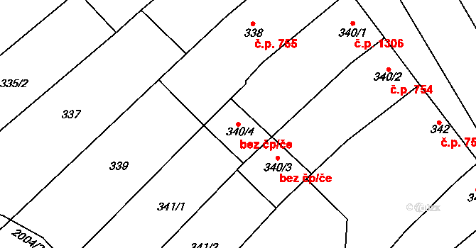 Svatobořice-Mistřín 43140254 na parcele st. 340/4 v KÚ Mistřín, Katastrální mapa