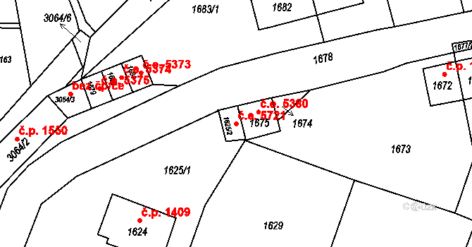 Kadaň 5721 na parcele st. 1625/2 v KÚ Kadaň, Katastrální mapa