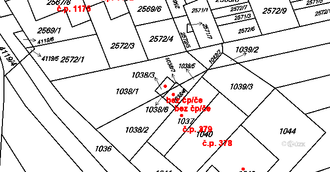Brno 45553254 na parcele st. 1038/3 v KÚ Komín, Katastrální mapa
