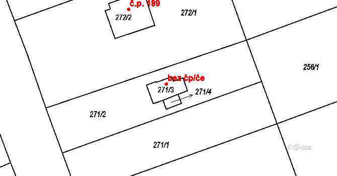 Žabeň 46687254 na parcele st. 271/3 v KÚ Žabeň, Katastrální mapa