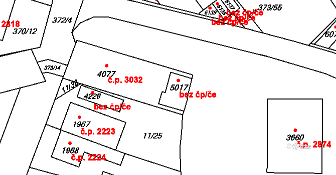 Břeclav 47219254 na parcele st. 5017 v KÚ Břeclav, Katastrální mapa