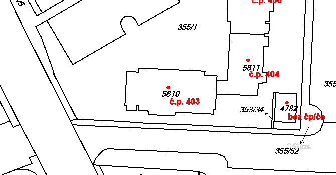 Pražské Předměstí 403, Písek na parcele st. 5810 v KÚ Písek, Katastrální mapa