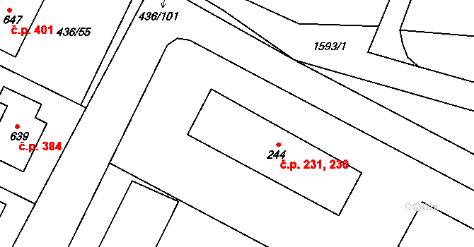 Opatovice nad Labem 230,231 na parcele st. 244 v KÚ Opatovice nad Labem, Katastrální mapa