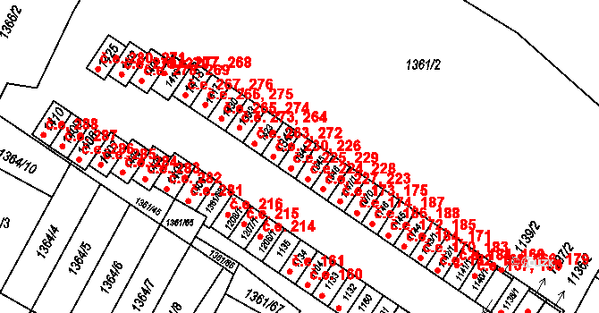 Brtnice 225,229 na parcele st. 1344 v KÚ Brtnice, Katastrální mapa