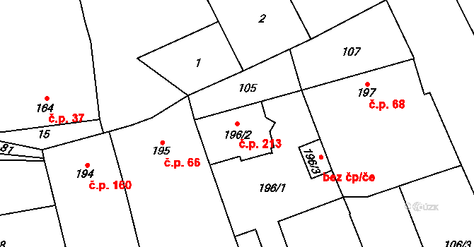 Přerov VIII-Henčlov 213, Přerov na parcele st. 196/2 v KÚ Henčlov, Katastrální mapa