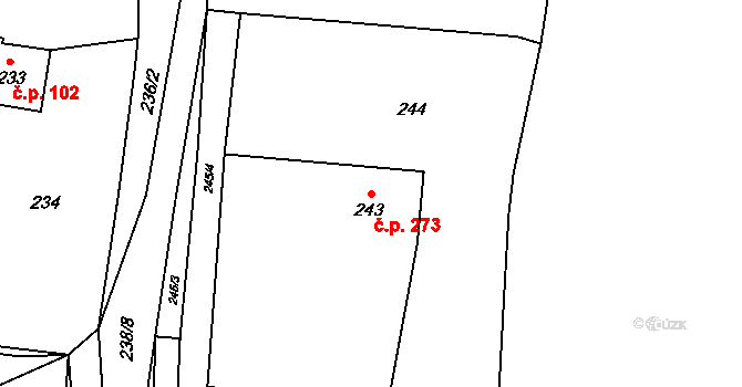 Tichá 273 na parcele st. 243 v KÚ Tichá na Moravě, Katastrální mapa