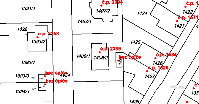 Louny 2396 na parcele st. 1406/2 v KÚ Louny, Katastrální mapa
