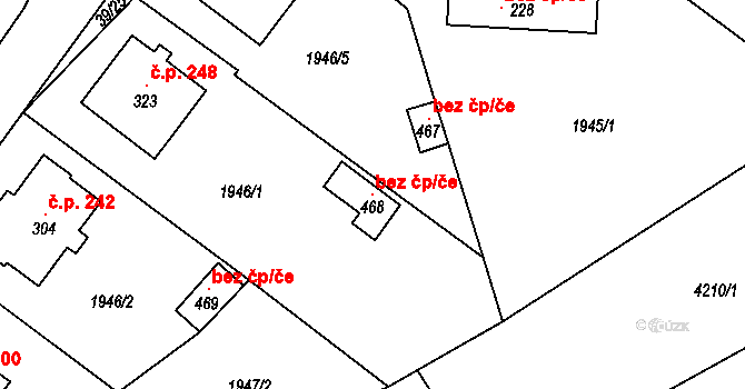 Osová Bítýška 102926255 na parcele st. 468 v KÚ Osová Bítýška, Katastrální mapa