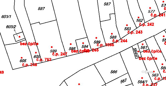 Holešov 245 na parcele st. 594 v KÚ Holešov, Katastrální mapa