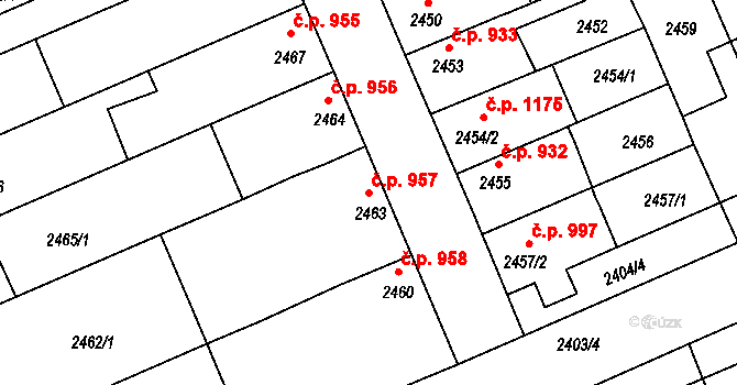 Holešov 957 na parcele st. 2463 v KÚ Holešov, Katastrální mapa