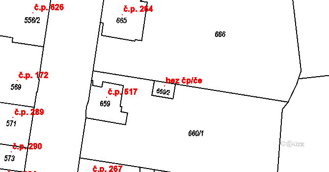 Hronov 104129255 na parcele st. 660/2 v KÚ Hronov, Katastrální mapa