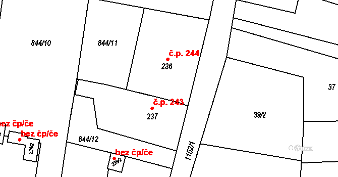 Protivanov 244 na parcele st. 236 v KÚ Protivanov, Katastrální mapa