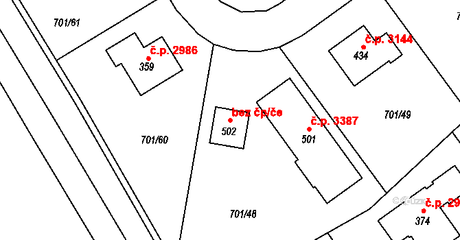 Šumperk 106230255 na parcele st. 502 v KÚ Horní Temenice, Katastrální mapa