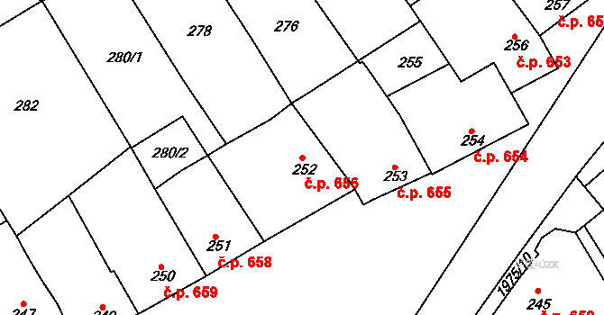 Mistřín 656, Svatobořice-Mistřín na parcele st. 252 v KÚ Mistřín, Katastrální mapa