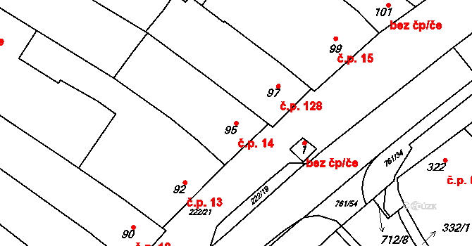 Zarazice 14, Veselí nad Moravou na parcele st. 95 v KÚ Zarazice, Katastrální mapa
