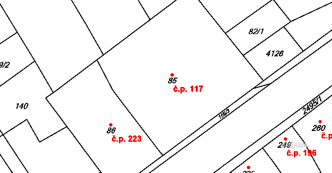 Chvalkovice na Hané 117, Ivanovice na Hané na parcele st. 85 v KÚ Chvalkovice na Hané, Katastrální mapa
