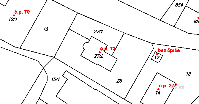 Krmelín 73 na parcele st. 27/2 v KÚ Krmelín, Katastrální mapa