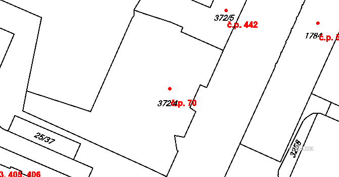 Šumperk 70 na parcele st. 372/4 v KÚ Šumperk, Katastrální mapa