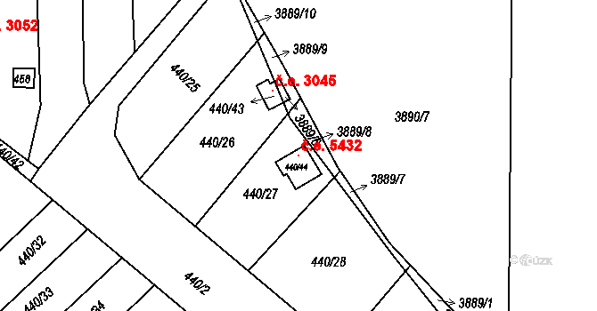Pístov 5432, Jihlava na parcele st. 440/44 v KÚ Pístov u Jihlavy, Katastrální mapa