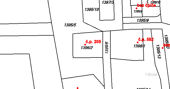 Podmoklice 205, Semily na parcele st. 1396/2 v KÚ Semily, Katastrální mapa
