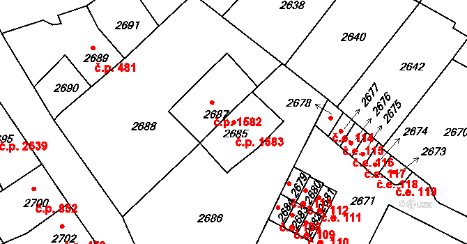 Tábor 1583 na parcele st. 2685 v KÚ Tábor, Katastrální mapa