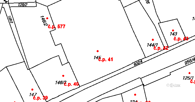 Borohrádek 41 na parcele st. 145 v KÚ Borohrádek, Katastrální mapa