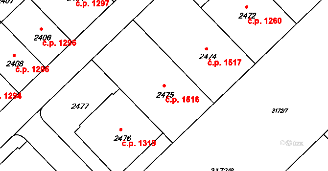 Nusle 1516, Praha na parcele st. 2475 v KÚ Nusle, Katastrální mapa