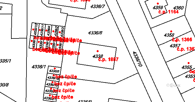 Česká Lípa 1887 na parcele st. 4338 v KÚ Česká Lípa, Katastrální mapa