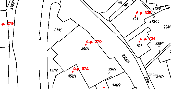 Ústí nad Orlicí 270 na parcele st. 354/1 v KÚ Ústí nad Orlicí, Katastrální mapa