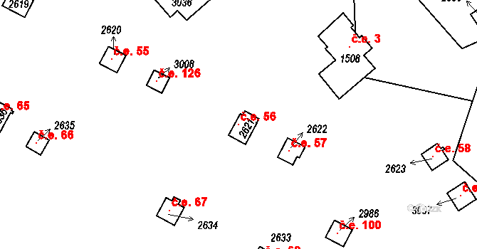 Hamrníky 56, Mariánské Lázně na parcele st. 2621 v KÚ Úšovice, Katastrální mapa