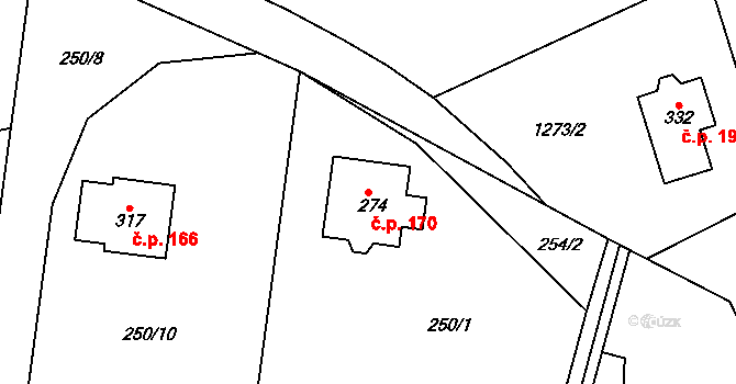 Volanov 170, Trutnov na parcele st. 274 v KÚ Volanov, Katastrální mapa