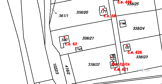 Žandov 55, Chlumec, Katastrální mapa