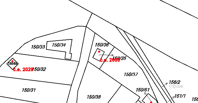 Domanínek 2030, Bystřice nad Pernštejnem na parcele st. 150/35 v KÚ Domanínek, Katastrální mapa