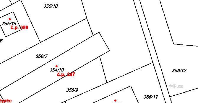 Třebestovice 347 na parcele st. 354/10 v KÚ Třebestovice, Katastrální mapa