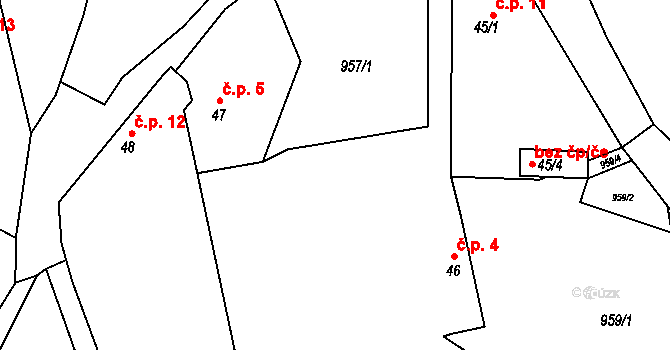 Radotín 4, Olbramovice na parcele st. 46 v KÚ Křešice u Olbramovic, Katastrální mapa