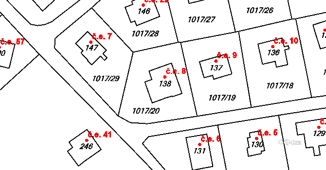 Kobylníky 8, Chotilsko na parcele st. 138 v KÚ Prostřední Lhota, Katastrální mapa