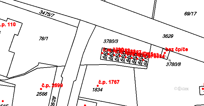 Zlín 3390 na parcele st. 6403 v KÚ Zlín, Katastrální mapa