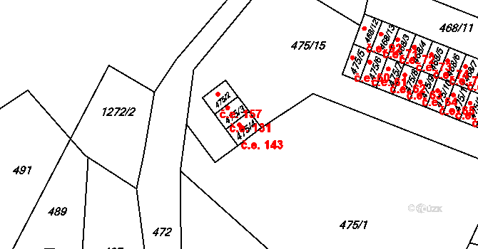 Rumburk 2-Horní Jindřichov 143, Rumburk na parcele st. 475/4 v KÚ Horní Jindřichov, Katastrální mapa