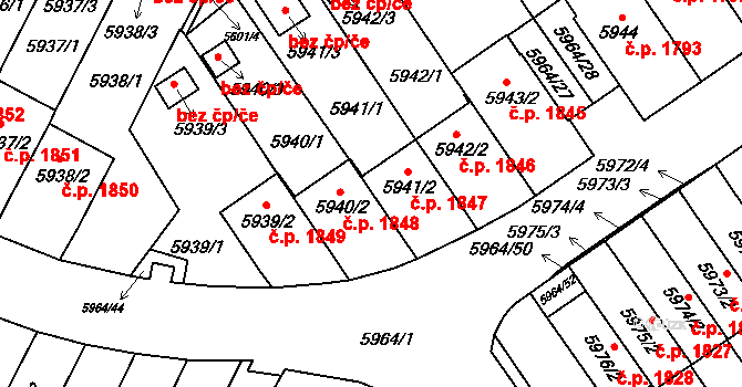 Velké Meziříčí 1847 na parcele st. 5941/2 v KÚ Velké Meziříčí, Katastrální mapa