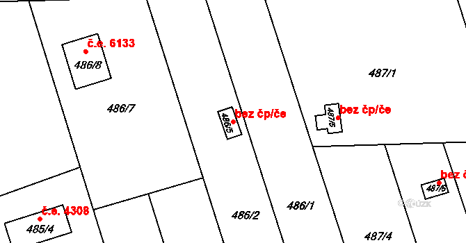 Znojmo 40996255 na parcele st. 486/5 v KÚ Znojmo-Louka, Katastrální mapa