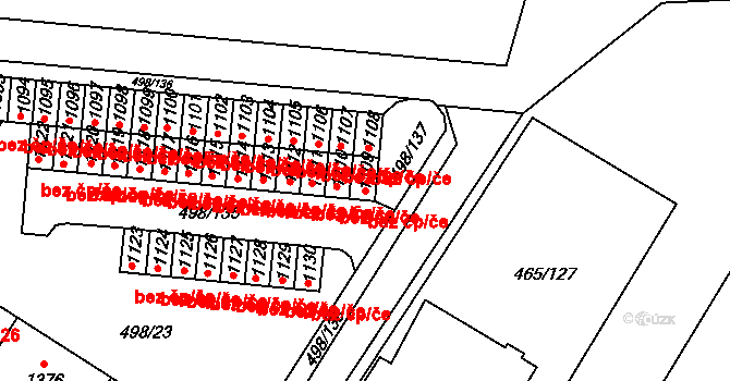 Znojmo 41650255 na parcele st. 1109 v KÚ Přímětice, Katastrální mapa