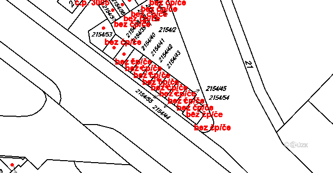 Opava 43808255 na parcele st. 2154/55 v KÚ Opava-Předměstí, Katastrální mapa