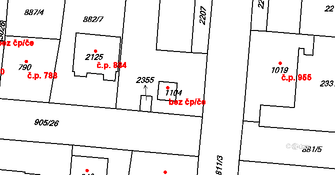 Přelouč 43895255 na parcele st. 1104 v KÚ Přelouč, Katastrální mapa